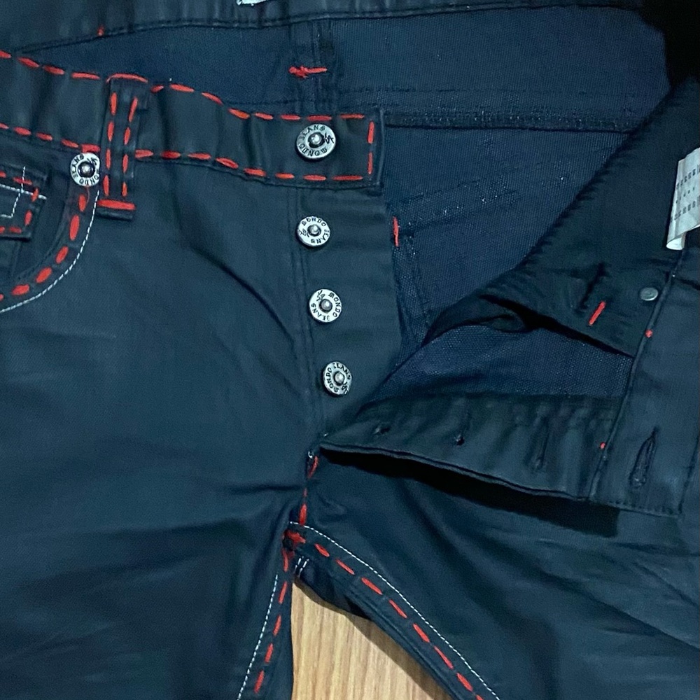 Mondo Men’s Jeans - Black With Red Stitching -36W x 34L